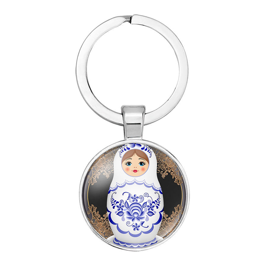 Wholesale Glass Matryoshka Pendant Alloy Creative Keychain